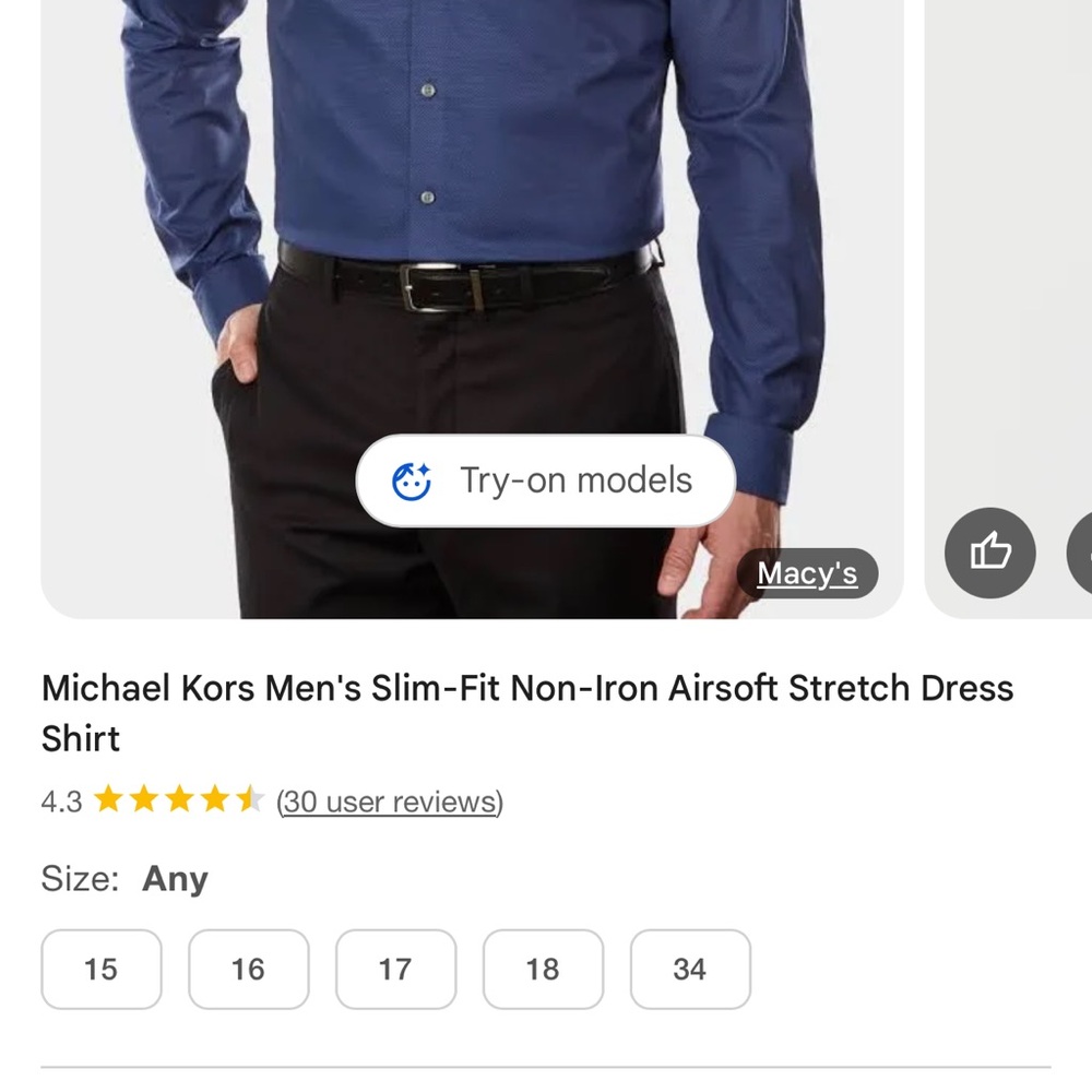 Michael Kors Blue Slim-Fit Dress Shirt